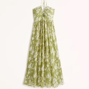 Abercrombie Drama Halter Maxi Dress in Lime Green